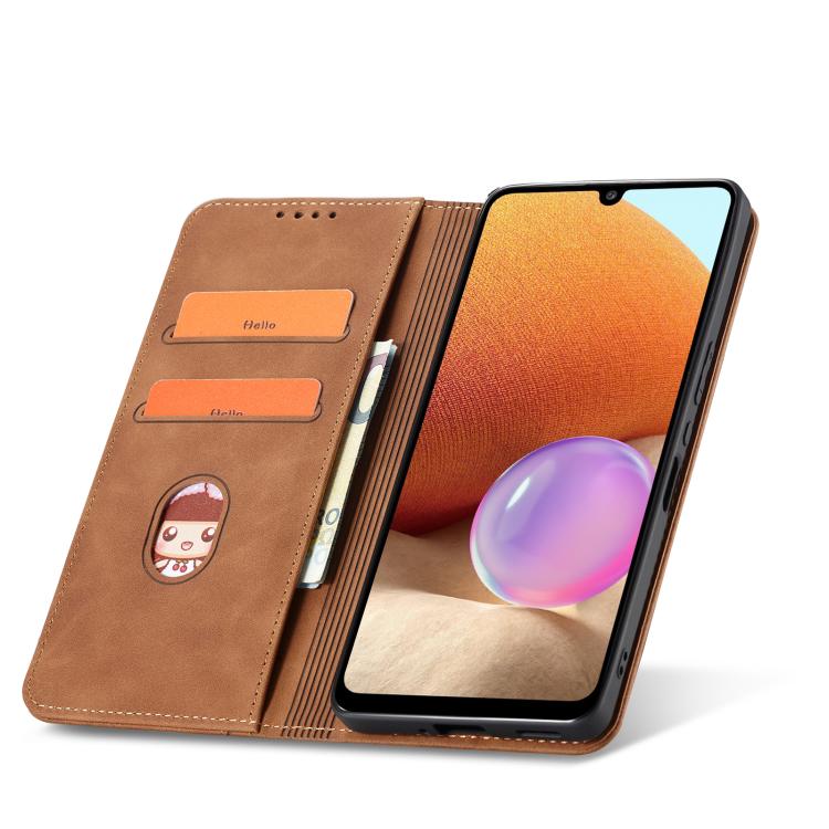 For Samsung Galaxy A32 4G Dreamy Magnetic Dual-fold Calfskin Leather Phone Case