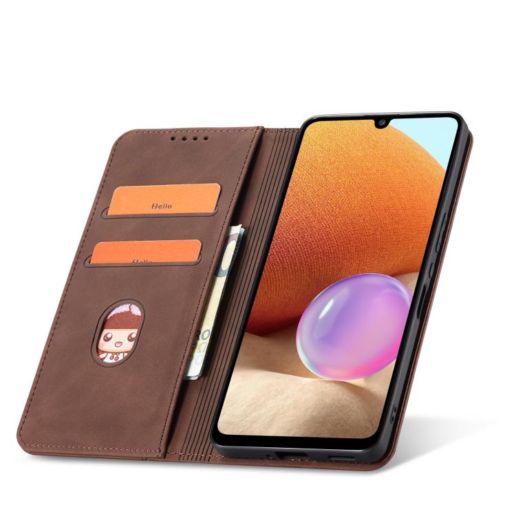 For Samsung Galaxy A32 4G Dreamy Magnetic Dual-fold Calfskin Leather Phone Case