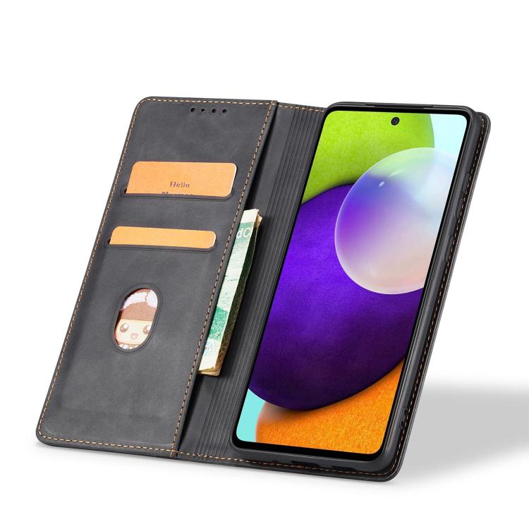 For Samsung Galaxy A52 4G / 5G Dreamy Magnetic Dual-fold Calfskin Leather Phone Case