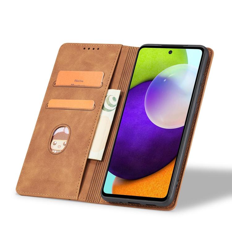 For Samsung Galaxy A52 4G / 5G Dreamy Magnetic Dual-fold Calfskin Leather Phone Case