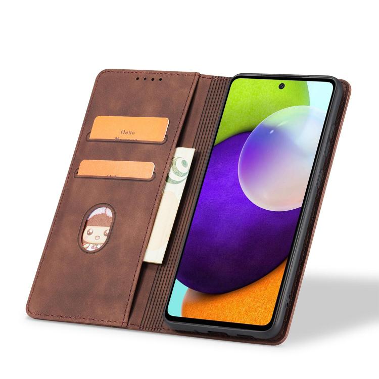 For Samsung Galaxy A52 4G / 5G Dreamy Magnetic Dual-fold Calfskin Leather Phone Case