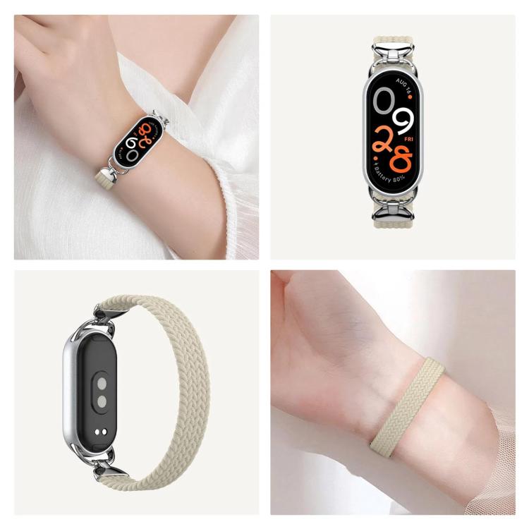 For xiaomi Smart Band 10 / 9 / 8 Metal Head Single Woven Nylon Watch Band, Size:M