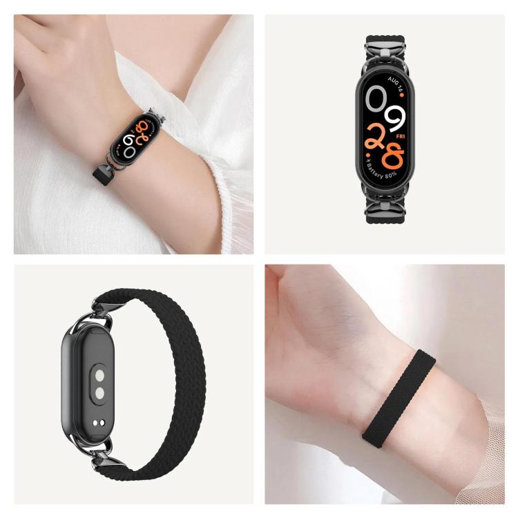 For xiaomi Smart Band 10 / 9 / 8 Metal Head Single Woven Nylon Watch Band, Size:M