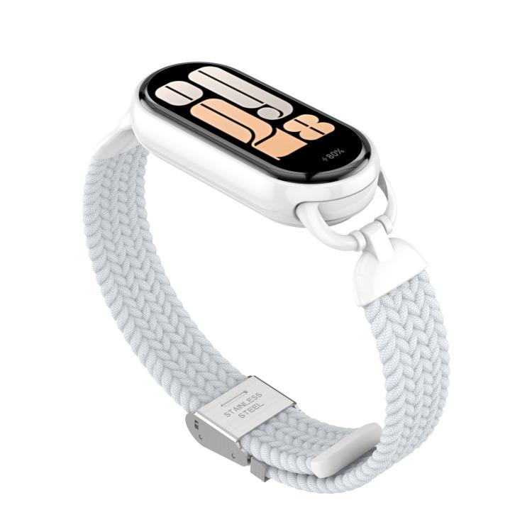 For Xiaomi Smart Band 10 / 9 / 8 Metal Head Two Sections Nylon Braided Watch Band