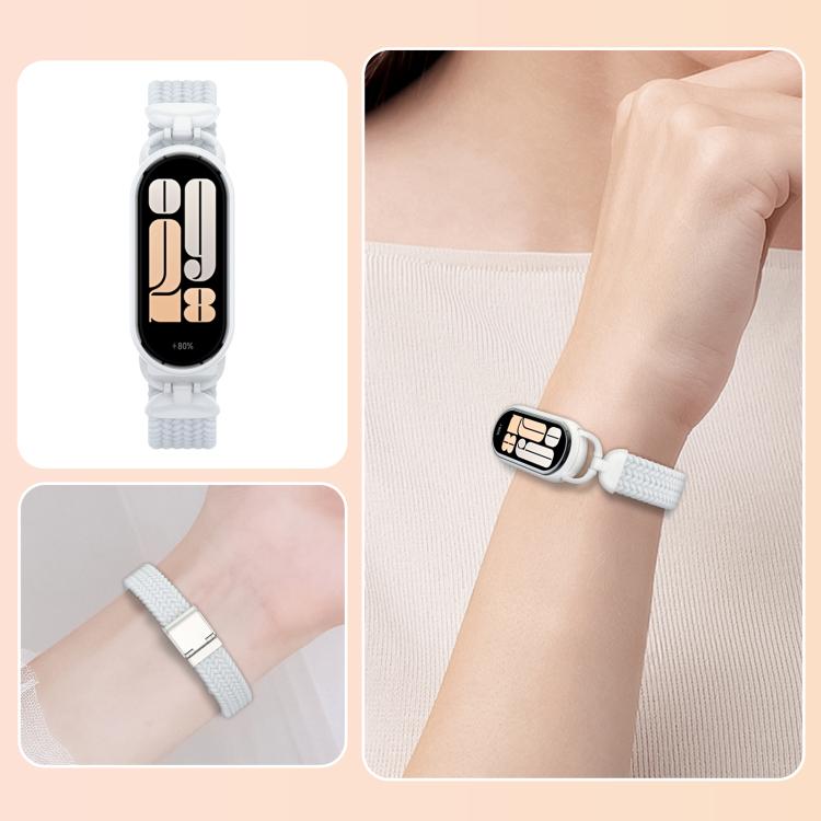For Xiaomi Smart Band 10 / 9 / 8 Metal Head Two Sections Nylon Braided Watch Band