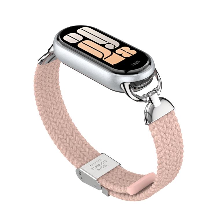 For Xiaomi Smart Band 10 / 9 / 8 Metal Head Two Sections Nylon Braided Watch Band