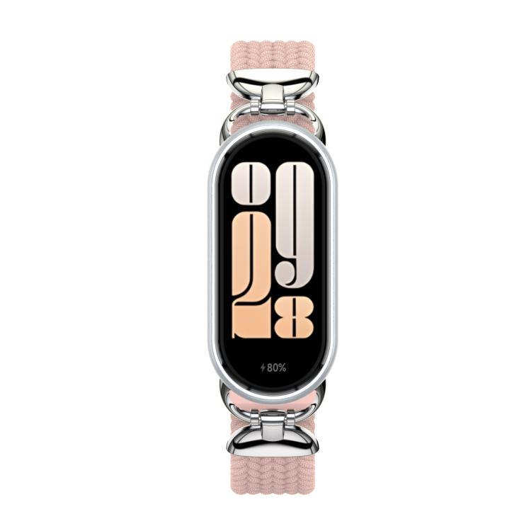 For Xiaomi Smart Band 10 / 9 / 8 Metal Head Two Sections Nylon Braided Watch Band