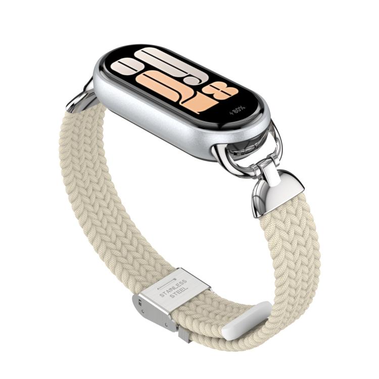 For Xiaomi Smart Band 10 / 9 / 8 Metal Head Two Sections Nylon Braided Watch Band