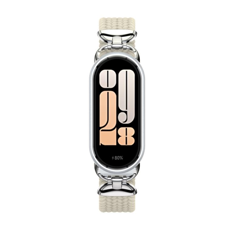 For Xiaomi Smart Band 10 / 9 / 8 Metal Head Two Sections Nylon Braided Watch Band