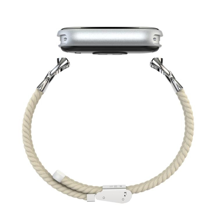 For Xiaomi Smart Band 10 / 9 / 8 Metal Head Two Sections Nylon Braided Watch Band