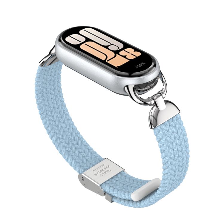 For Xiaomi Smart Band 10 / 9 / 8 Metal Head Two Sections Nylon Braided Watch Band
