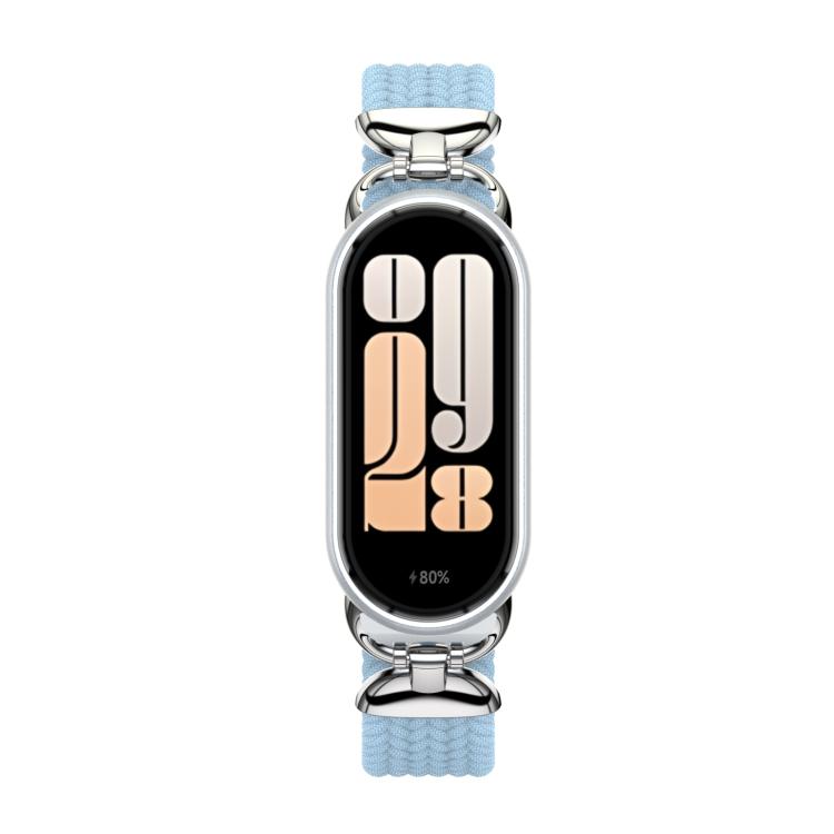 For Xiaomi Smart Band 10 / 9 / 8 Metal Head Two Sections Nylon Braided Watch Band