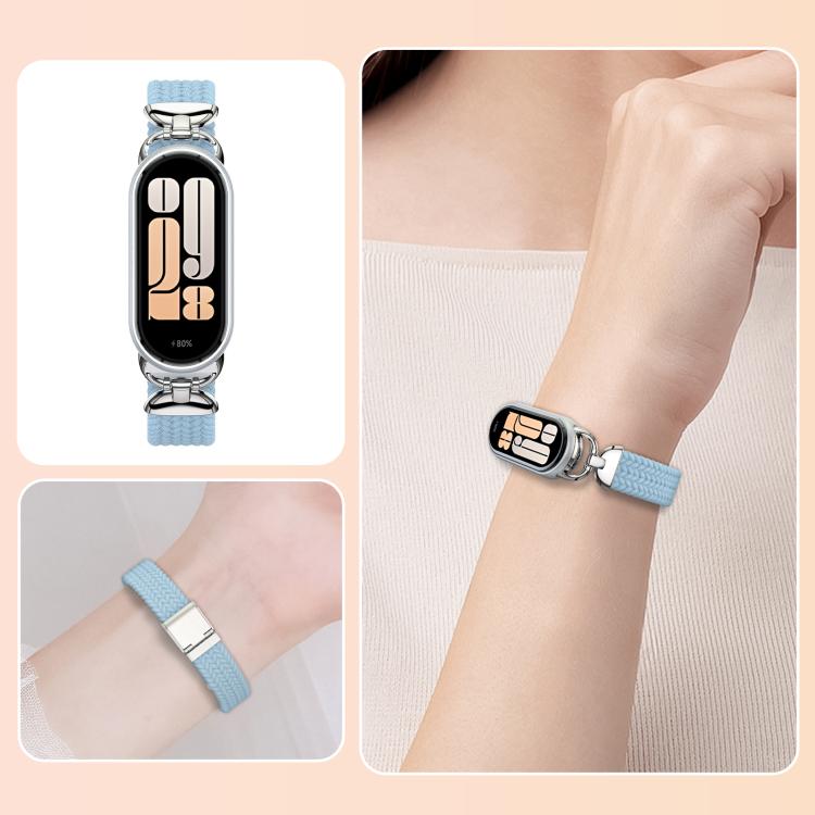 For Xiaomi Smart Band 10 / 9 / 8 Metal Head Two Sections Nylon Braided Watch Band