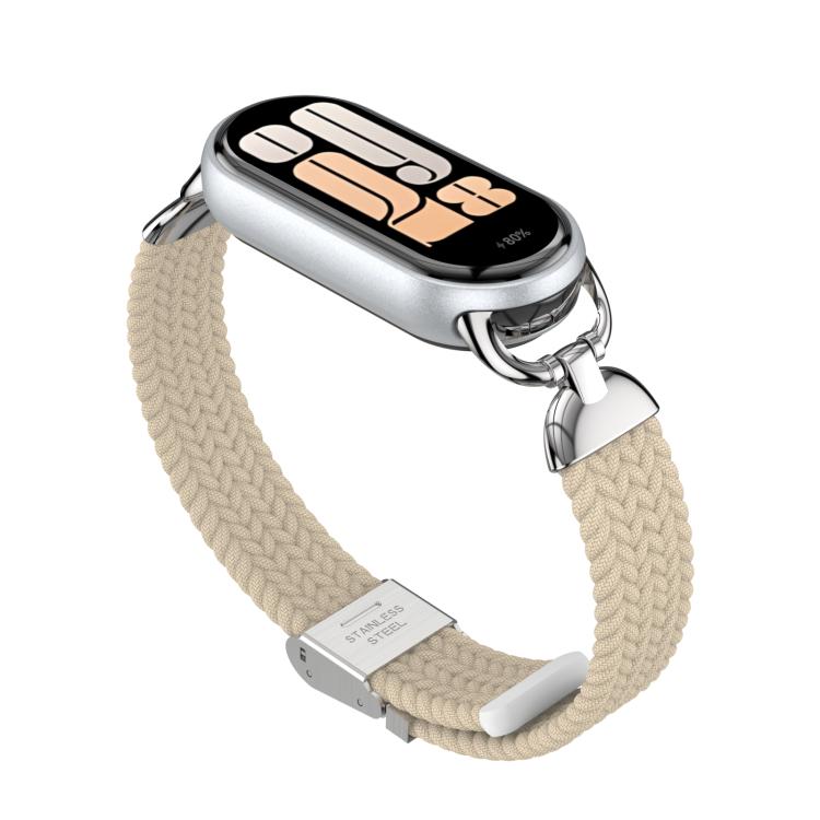 For Xiaomi Smart Band 10 / 9 / 8 Metal Head Two Sections Nylon Braided Watch Band