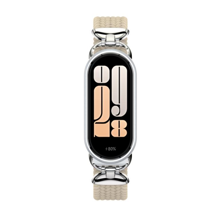 For Xiaomi Smart Band 10 / 9 / 8 Metal Head Two Sections Nylon Braided Watch Band