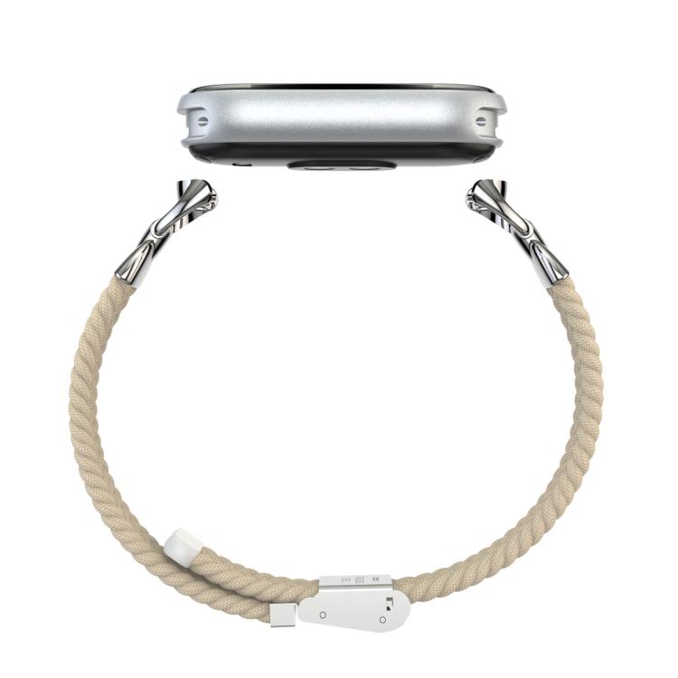 For Xiaomi Smart Band 10 / 9 / 8 Metal Head Two Sections Nylon Braided Watch Band