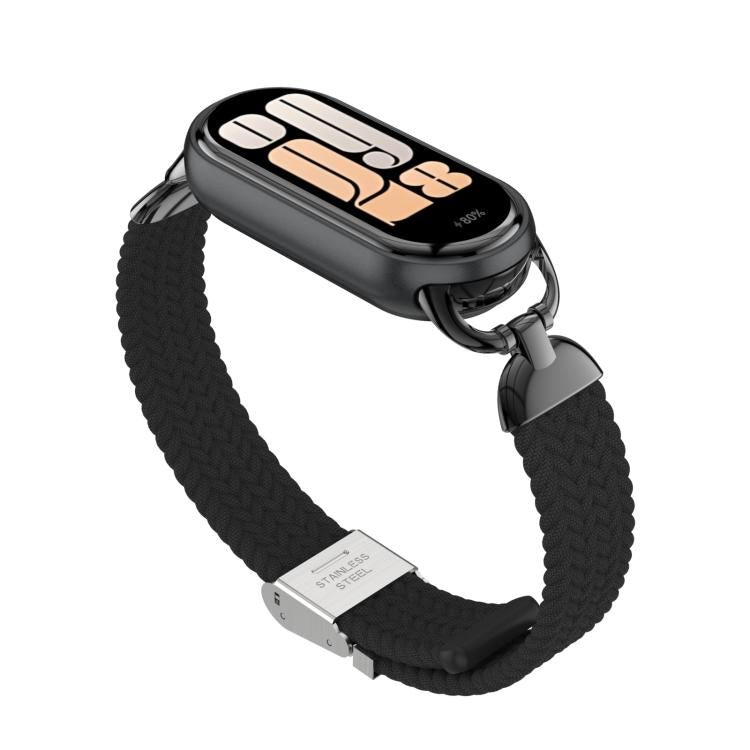 For Xiaomi Smart Band 10 / 9 / 8 Metal Head Two Sections Nylon Braided Watch Band