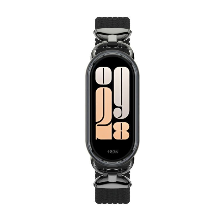 For Xiaomi Smart Band 10 / 9 / 8 Metal Head Two Sections Nylon Braided Watch Band