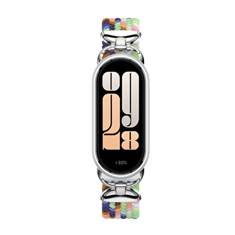 For Xiaomi Smart Band 10 / 9 / 8 Metal Head Two Sections Nylon Braided Watch Band