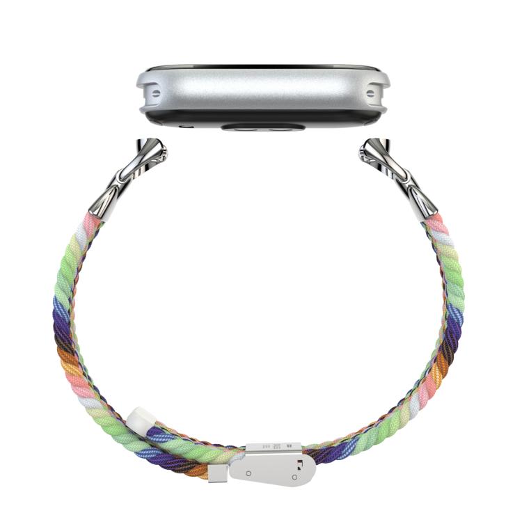For Xiaomi Smart Band 10 / 9 / 8 Metal Head Two Sections Nylon Braided Watch Band