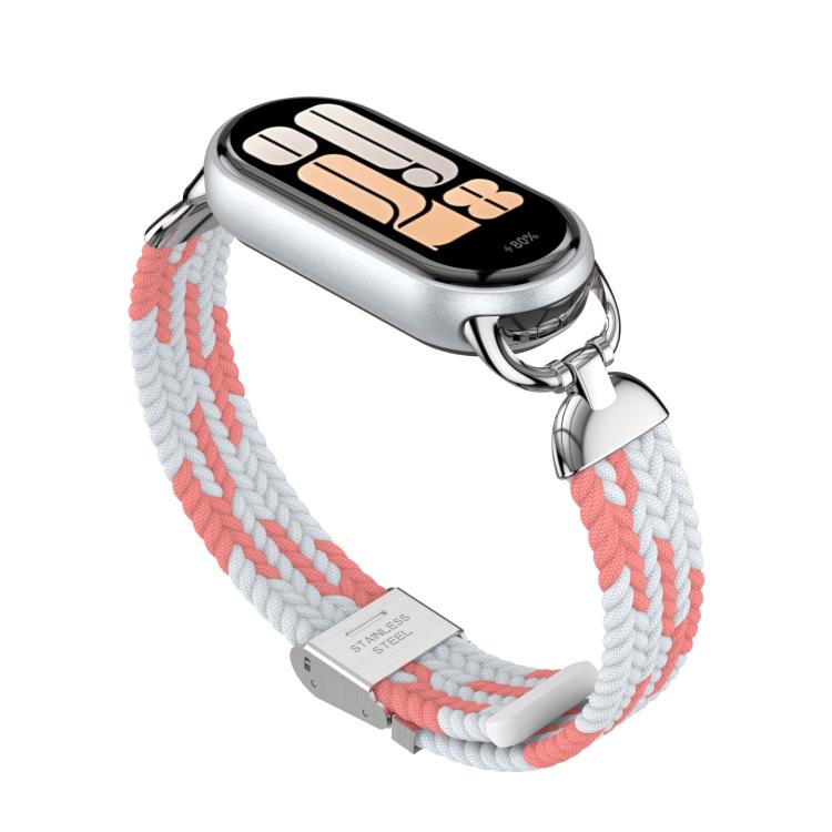 For Xiaomi Smart Band 10 / 9 / 8 Metal Head Two Sections Nylon Braided Watch Band
