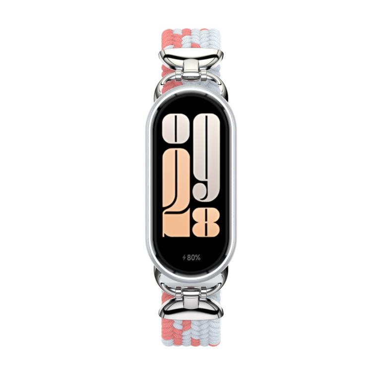 For Xiaomi Smart Band 10 / 9 / 8 Metal Head Two Sections Nylon Braided Watch Band
