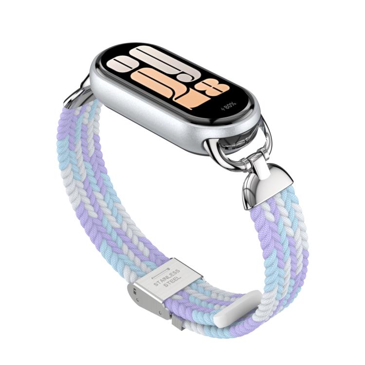 For Xiaomi Smart Band 10 / 9 / 8 Metal Head Two Sections Nylon Braided Watch Band