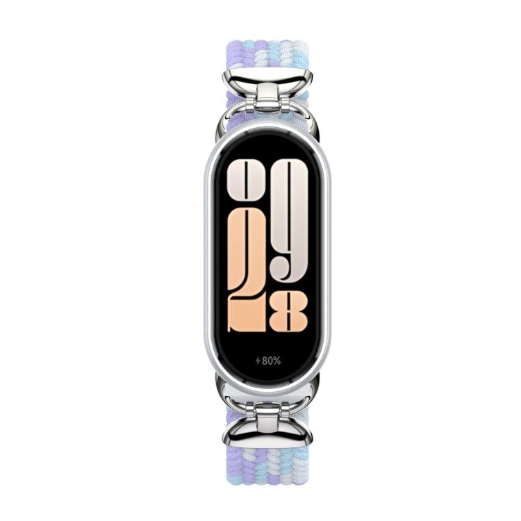 For Xiaomi Smart Band 10 / 9 / 8 Metal Head Two Sections Nylon Braided Watch Band