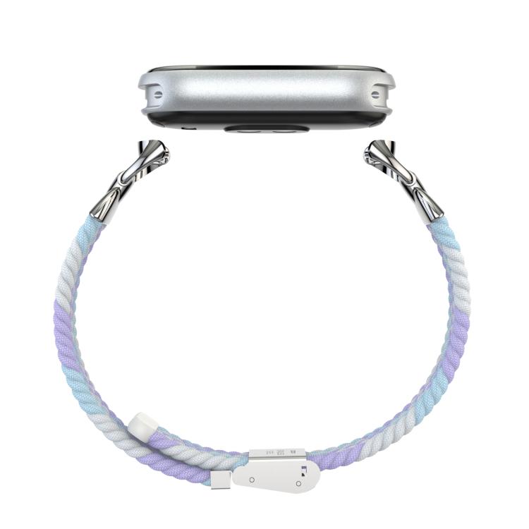For Xiaomi Smart Band 10 / 9 / 8 Metal Head Two Sections Nylon Braided Watch Band