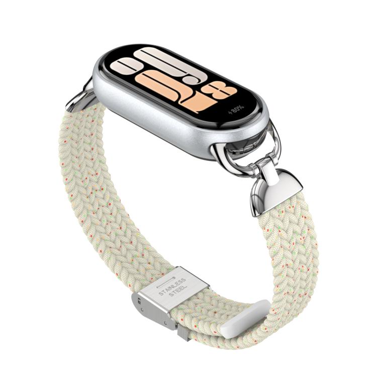 For Xiaomi Smart Band 10 / 9 / 8 Metal Head Two Sections Nylon Braided Watch Band