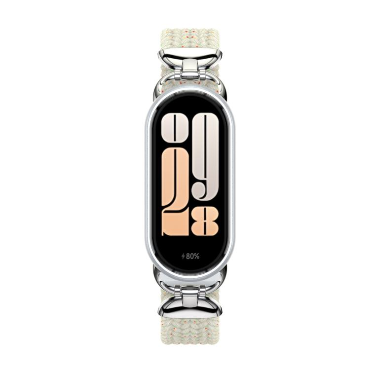 For Xiaomi Smart Band 10 / 9 / 8 Metal Head Two Sections Nylon Braided Watch Band