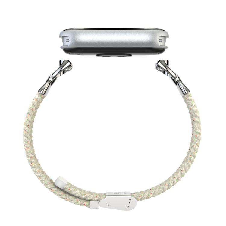 For Xiaomi Smart Band 10 / 9 / 8 Metal Head Two Sections Nylon Braided Watch Band