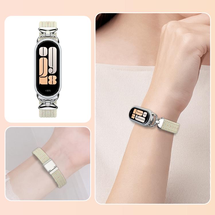 For Xiaomi Smart Band 10 / 9 / 8 Metal Head Two Sections Nylon Braided Watch Band