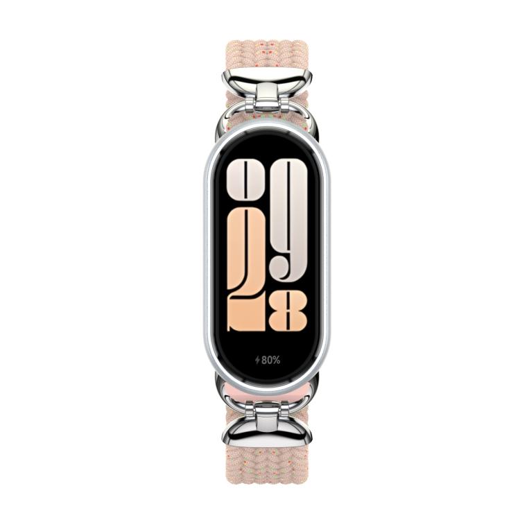 For Xiaomi Smart Band 10 / 9 / 8 Metal Head Two Sections Nylon Braided Watch Band