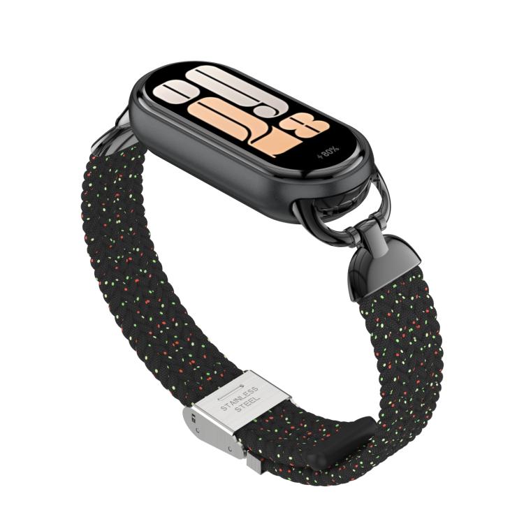 For Xiaomi Smart Band 10 / 9 / 8 Metal Head Two Sections Nylon Braided Watch Band