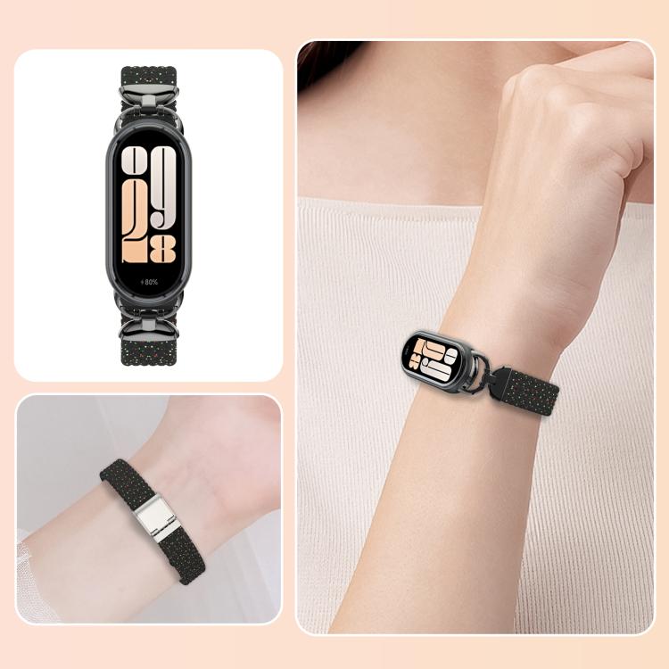 For Xiaomi Smart Band 10 / 9 / 8 Metal Head Two Sections Nylon Braided Watch Band