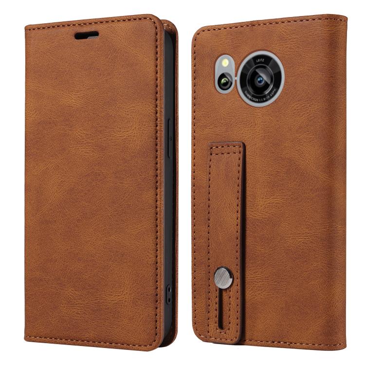 For Sharp Sense7 Wristband Magnetic Leather Phone Case