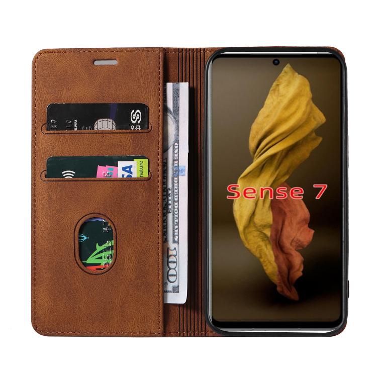 For Sharp Sense7 Wristband Magnetic Leather Phone Case