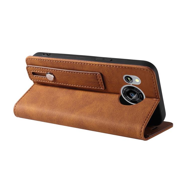 For Sharp Sense7 Wristband Magnetic Leather Phone Case