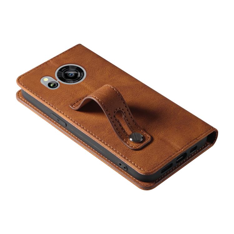For Sharp Sense7 Wristband Magnetic Leather Phone Case