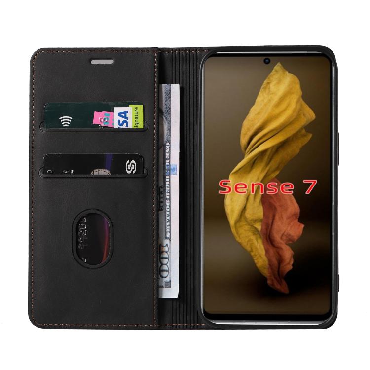 For Sharp Sense7 Wristband Magnetic Leather Phone Case