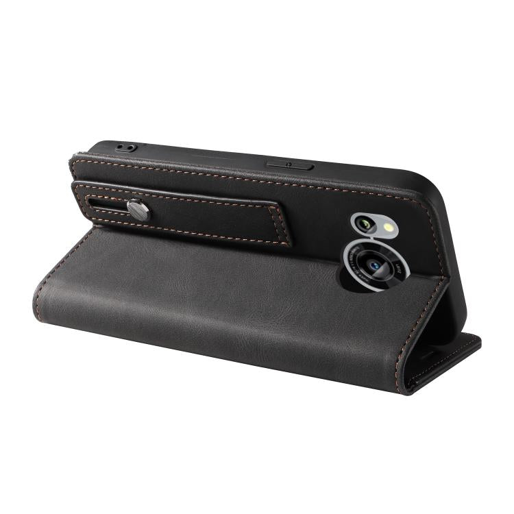 For Sharp Sense7 Wristband Magnetic Leather Phone Case