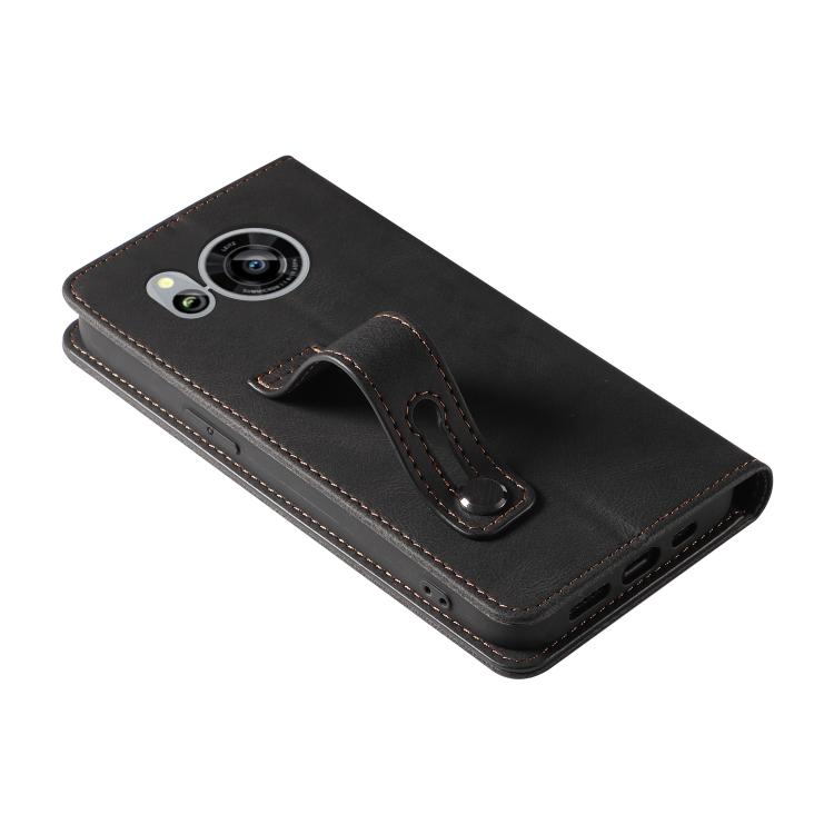 For Sharp Sense7 Wristband Magnetic Leather Phone Case