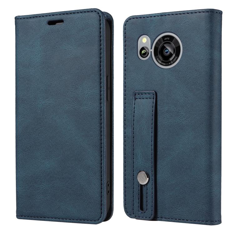 For Sharp Sense7 Wristband Magnetic Leather Phone Case