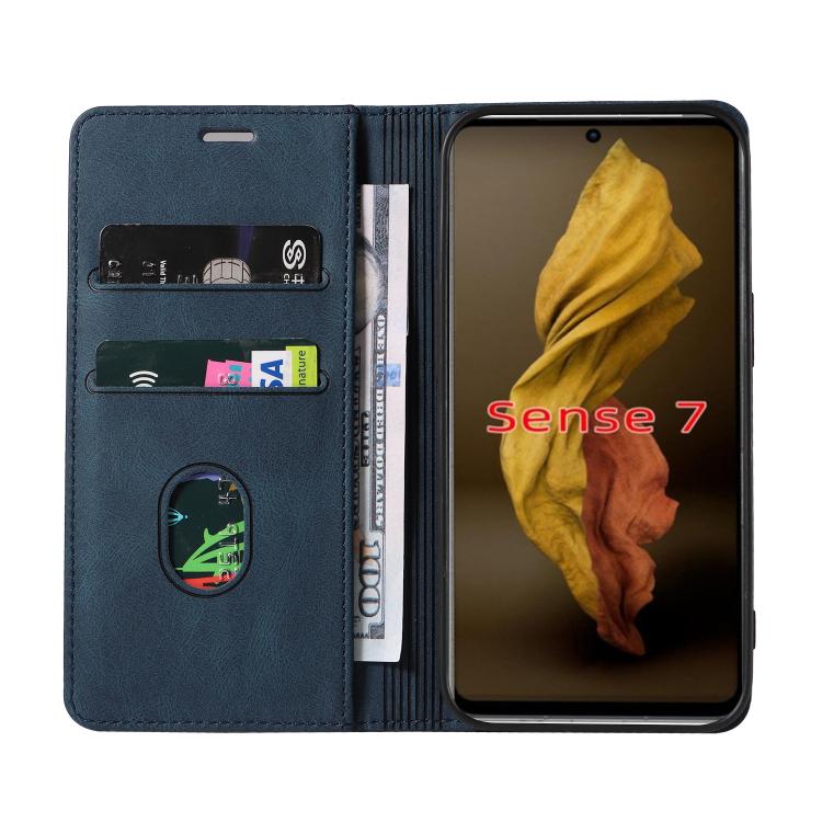 For Sharp Sense7 Wristband Magnetic Leather Phone Case