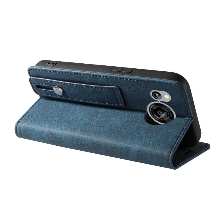 For Sharp Sense7 Wristband Magnetic Leather Phone Case