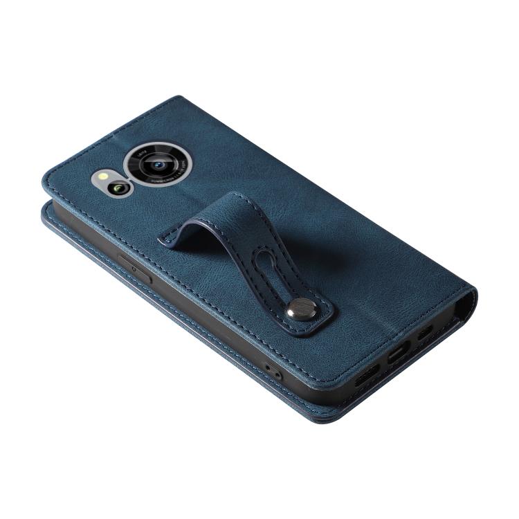 For Sharp Sense7 Wristband Magnetic Leather Phone Case