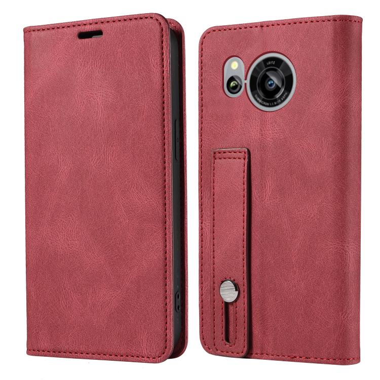 For Sharp Sense7 Wristband Magnetic Leather Phone Case