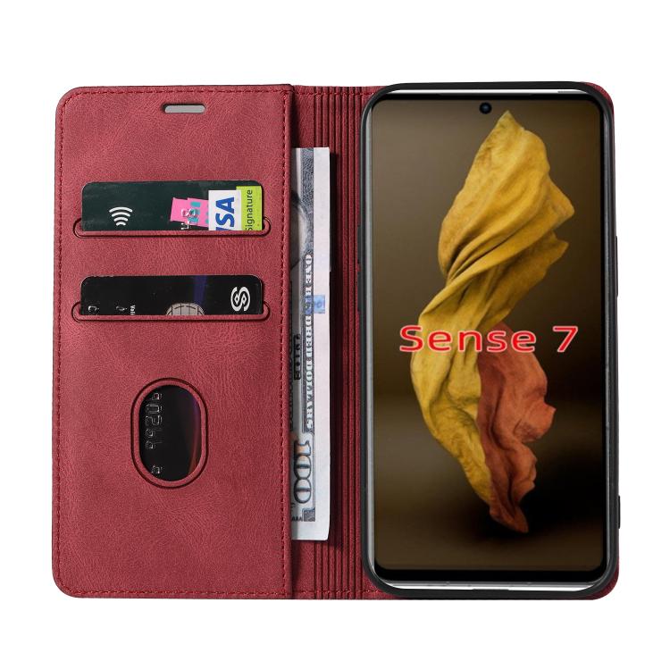 For Sharp Sense7 Wristband Magnetic Leather Phone Case