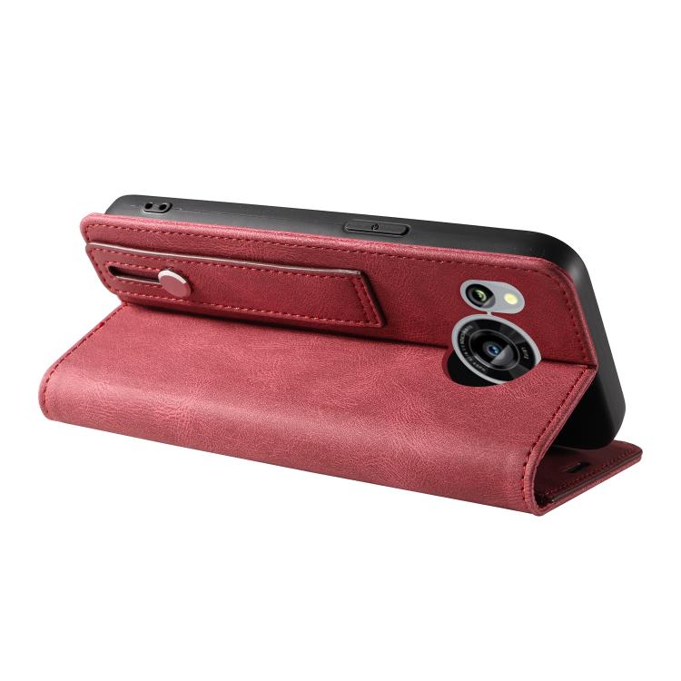 For Sharp Sense7 Wristband Magnetic Leather Phone Case
